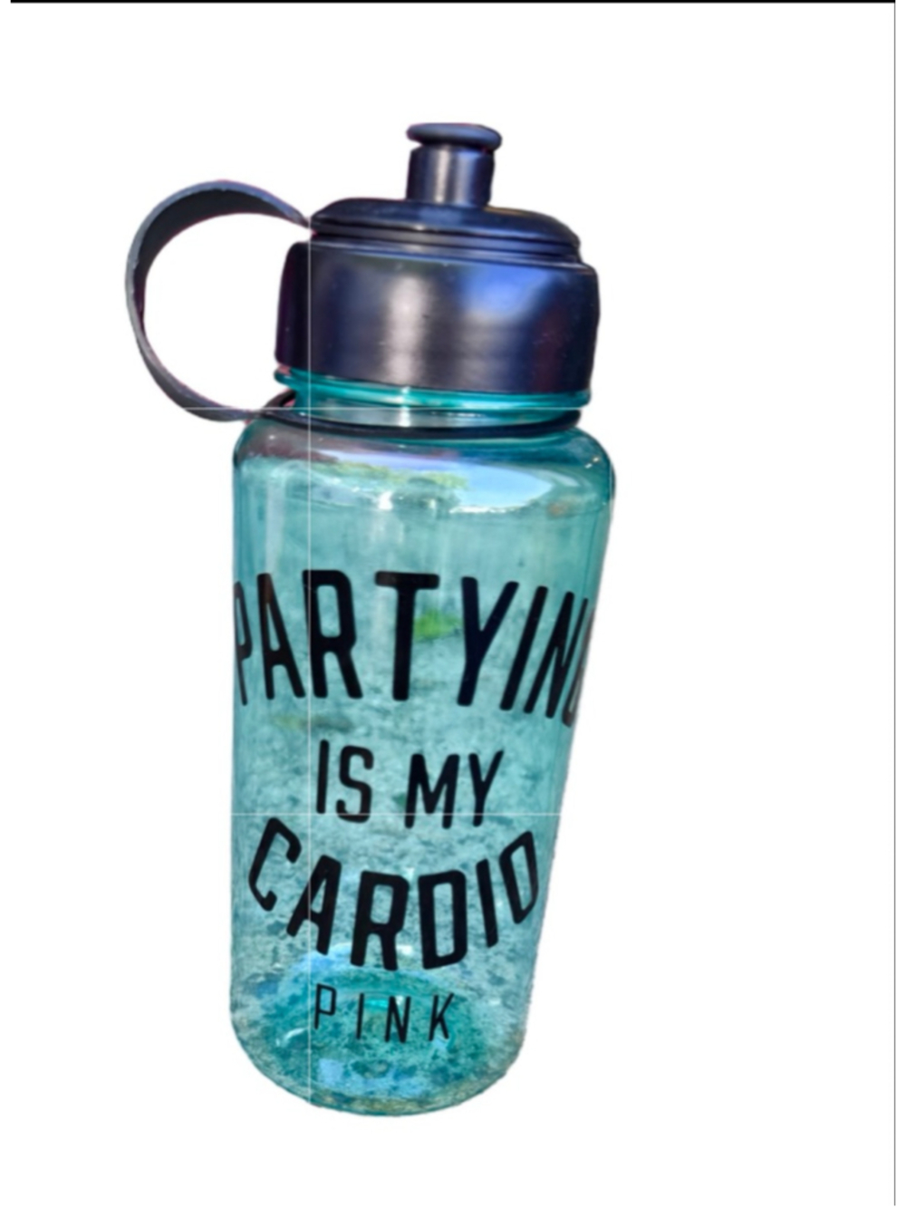 Vintage PINK Victoria Secret Partying is my Cardio blue/green water bottle